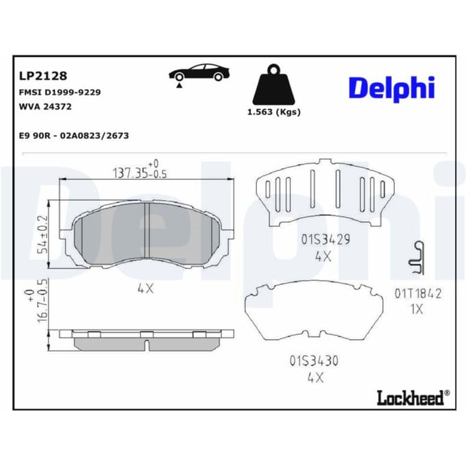 Remblokkenset, schijfrem DELPHI LP2128