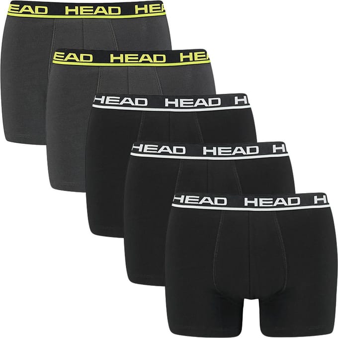HEAD heren 5P boxers basic zwart & grijs