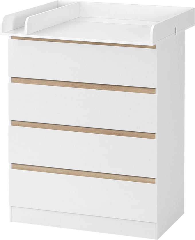 Happyment Commode Kast Diva - Baby - Ladekast - Verzorgingstafel babykamer - Aankleedtafel - Verschoontafel - Wit