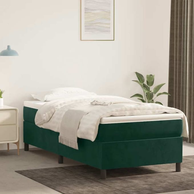 vidaXL - Boxspring - bed - 100x200 - cm - fluweel - donkergroen
