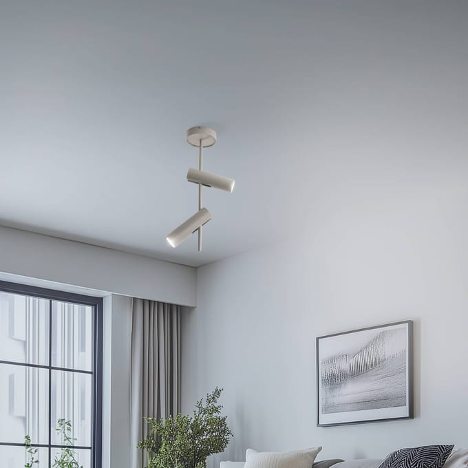 SIGMA Plafondspot Leda 2, taupe, 2-lamps, staal, GU10, hoogte 55 cm
