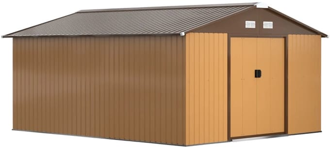 Fietsberging - Fietsenhok - Stalling - Tuinschuur - Huis - Overdekt - Bruin - Scooter - Fiets