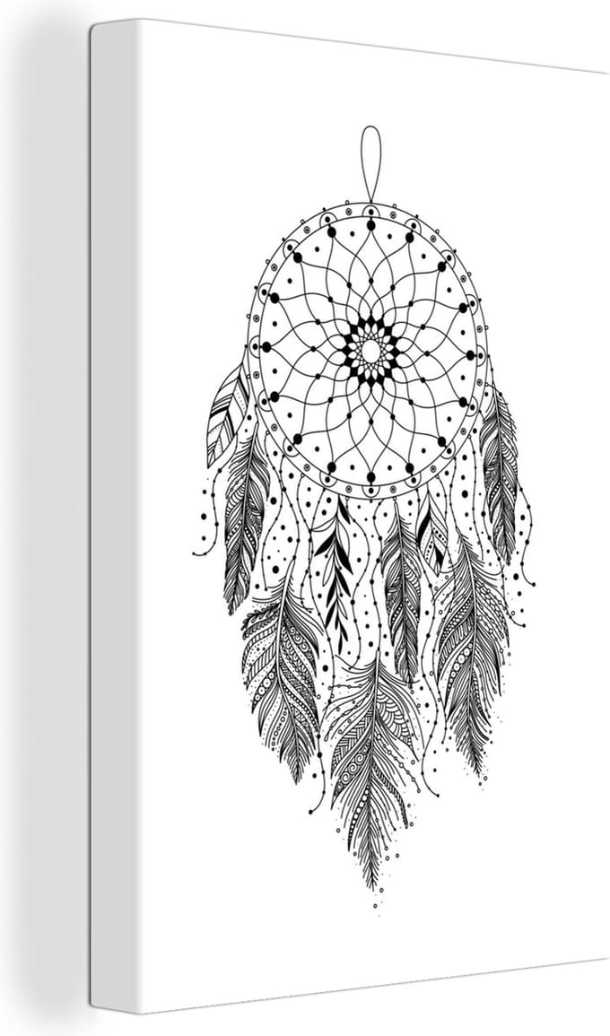 Canvas Schilderij Dromenvanger - Bohemian - Wit - 40x60 cm - Wanddecoratie