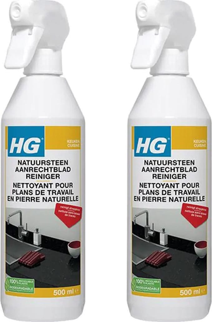 HG Natuursteen Aanrechtbladreiniger 2-pack met KD spons