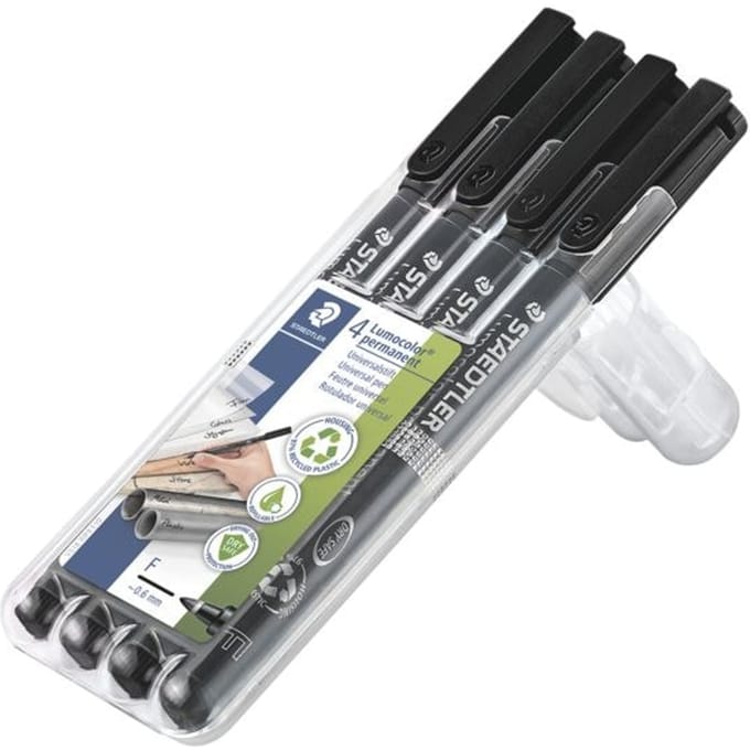 STAEDTLER Lumocolor permanente marker zwart, 4 stuks