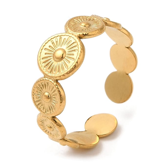Ring stainless steel rounds bohemian, one size ring, goudkleurig, 100% waterproof, verstelbare ring, cadeau