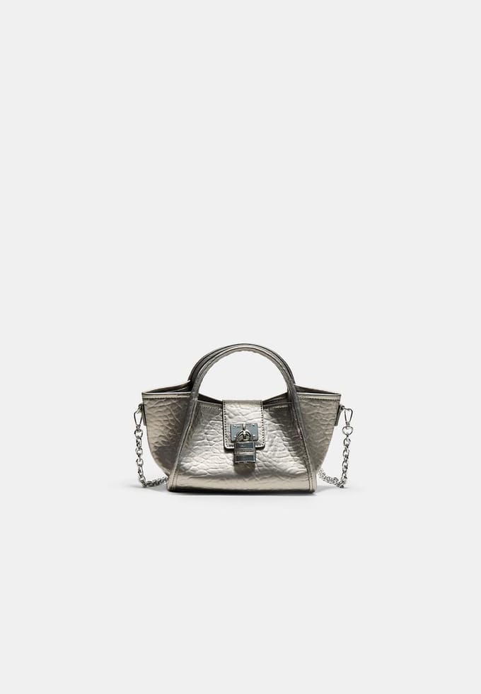 Stradivarius Mini-schoudertas met hangslot  Grijs OS