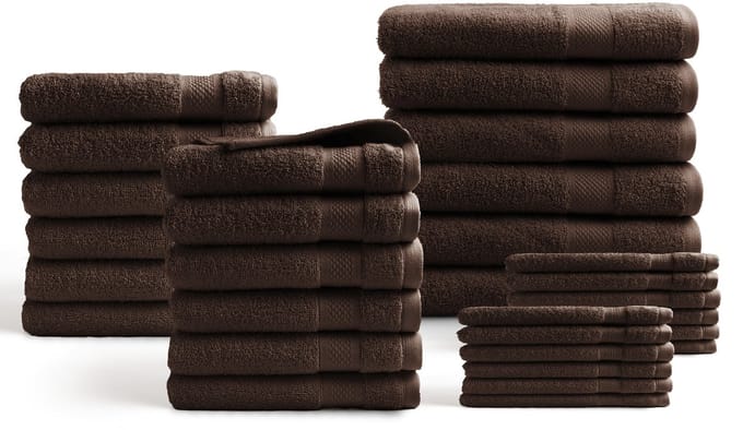 DoubleDry Handdoeken 30-delig set - Hotel kwaliteit 500 g/m2 - Chocoladebruin