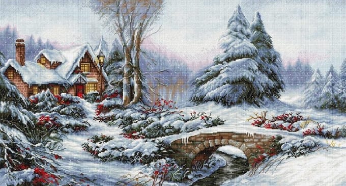 Borduurpakket LUCA-S - WINTER LANDSCAPE - 60 x 32.5 cm - TELPATROON