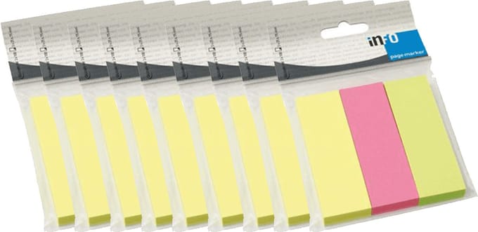 10x Info Notes Info Page Marker papier 25x75mm - 3 kleuren