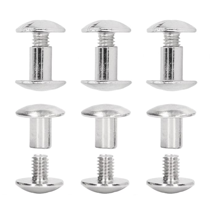 200 Sets Boekbindschroef Uniforme Coating Gebogen Oppervlakken Galvanische Behandeling Boekbinden zilver