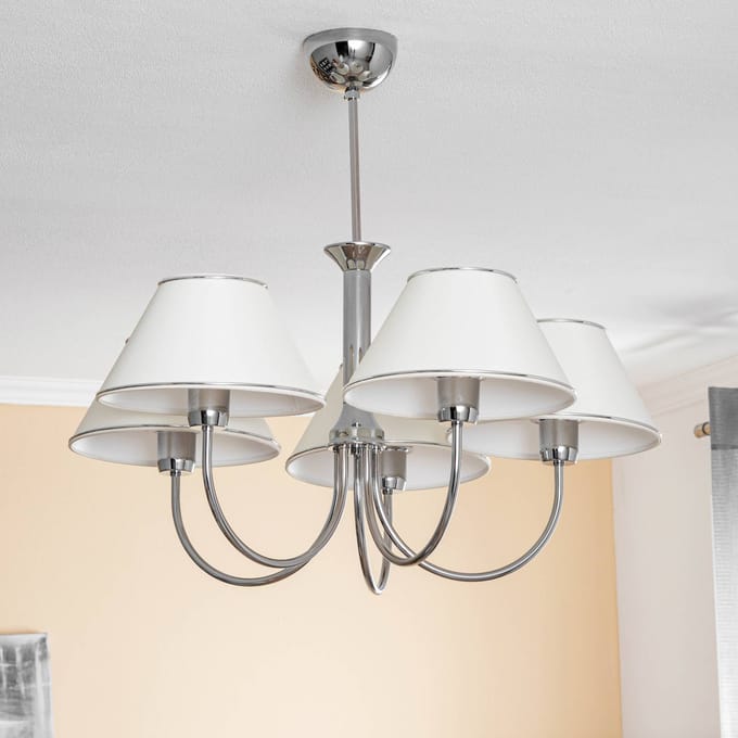 Jupiter Kroonluchter Londen chroom/crème, 5-lamps