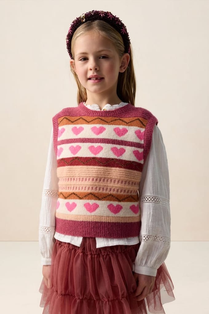 Sissy-Boy - Roze jacquard spencer met hartjes