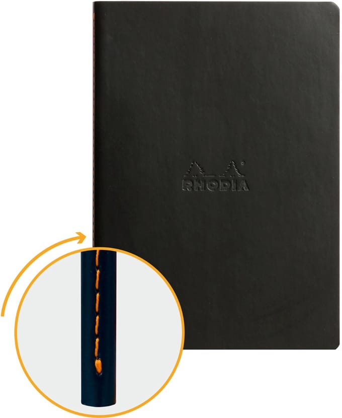 Rhodia Rhodiarama - Schrift - A5 - Gelinieerd - Italiaans Kunstleer - Ivoorkleurig Papier - 90 g - 32 Vel - Turquoise