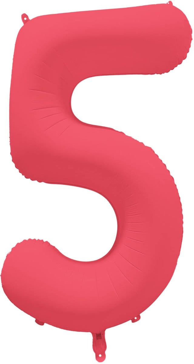 Riethmüller - Folieballon cijfer 5 - neon rood - 86 cm