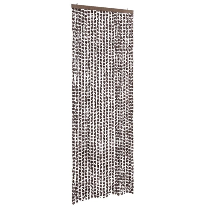 vidaXL - Vliegengordijn - 90x200 - cm - chenille - bruin - en - wit