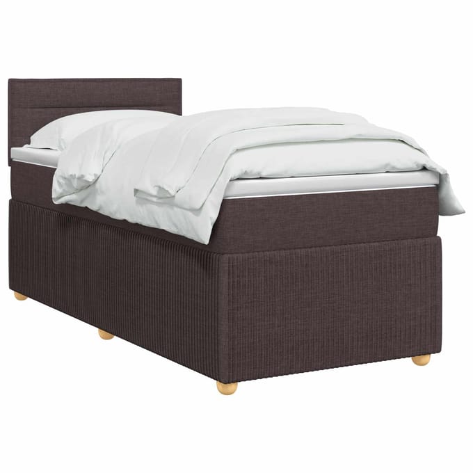 vidaXL - Boxspringbed - met - matras - Donkerbruin - 90 - x - 200 - cm - Stof