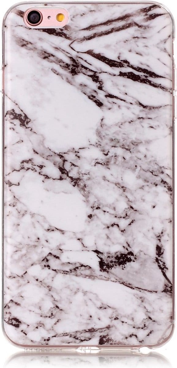 Peachy Marmer hoesje cover case geschikt voor iPhone 6 Plus 6s Plus silicone - Marble - Wit