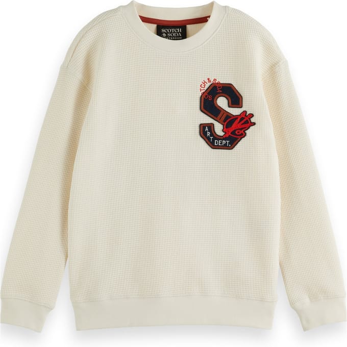 Scotch & Soda Boy Relaxed-fit Waffle Sweatshirt Eggnog Größe: 8 | Strickjacken Outlet | kids