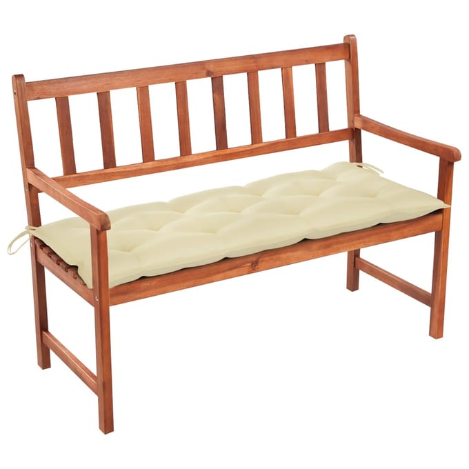 vidaXL - Tuinbank - met - kussen - 120 - cm - massief - acaciahout
