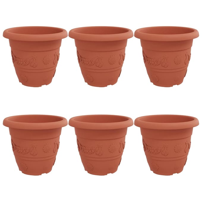 vidaXL - Ronde - Bloempot - 6 - st - Baksteenrood - Ø - 39 - x - 32 - cm - Kunststof