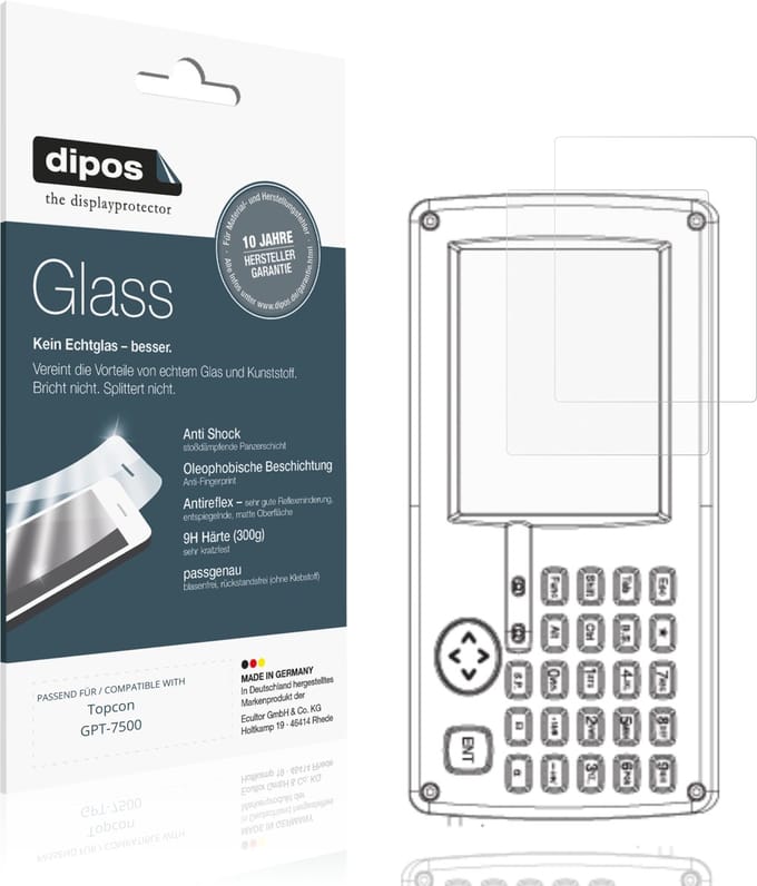 dipos – 2x Matte Pantserfolie geschikt voor Topcon GPT-7500 | 9H Screenprotector