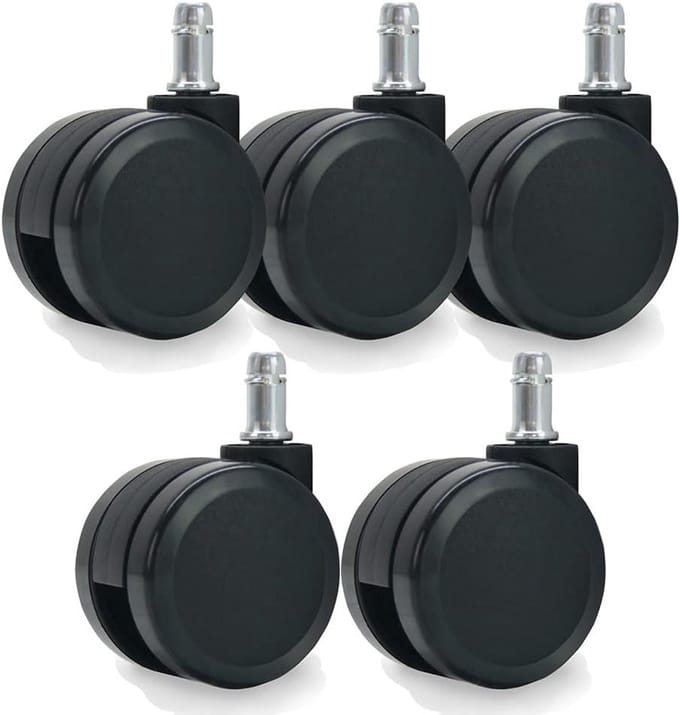 Set van 5 universele stoelwielen - 60 mm, zwart