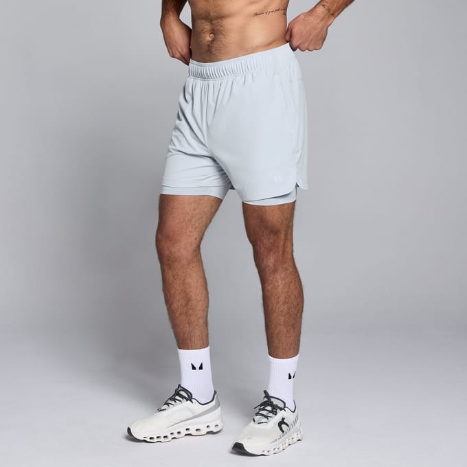 MP 2-in-1-trainingsshort met binnenbeenlengte van 13 cm voor heren - Lichtblauw - XL