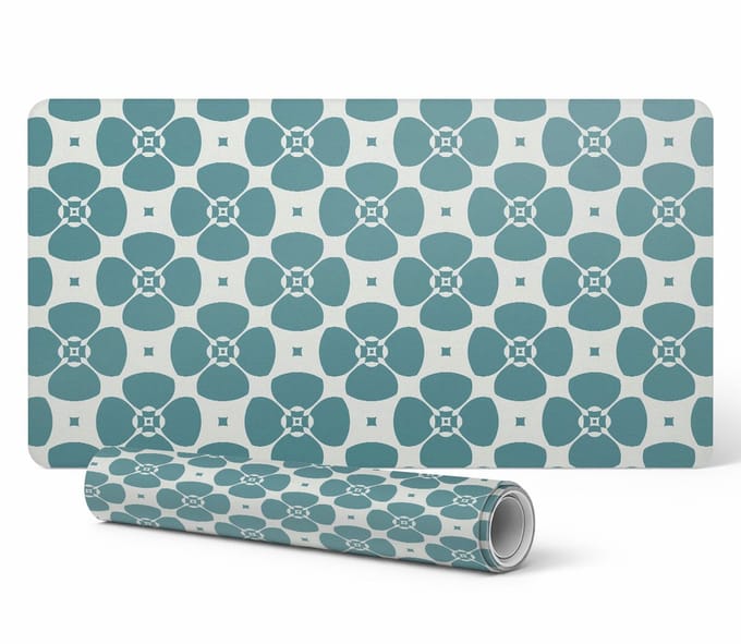 Antislip bureauonderlegger met retro bloemenprint 90x45 cm