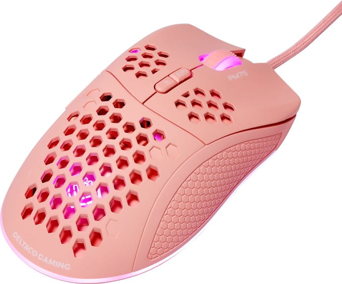 Deltaco GAMING PM75 Ultralight Wired - Gaming muis - 7 knoppen - Roze