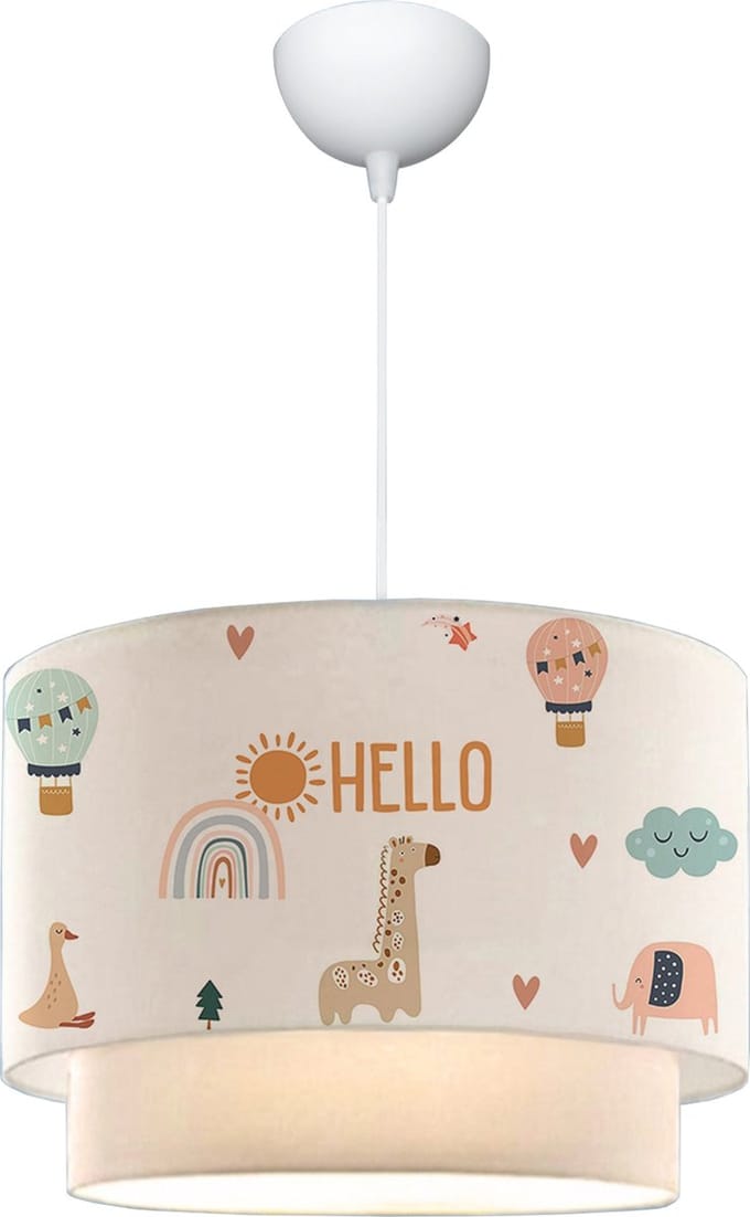 Kinder hanglamp Lurgan E27 wit met giraffe motief lux.pro