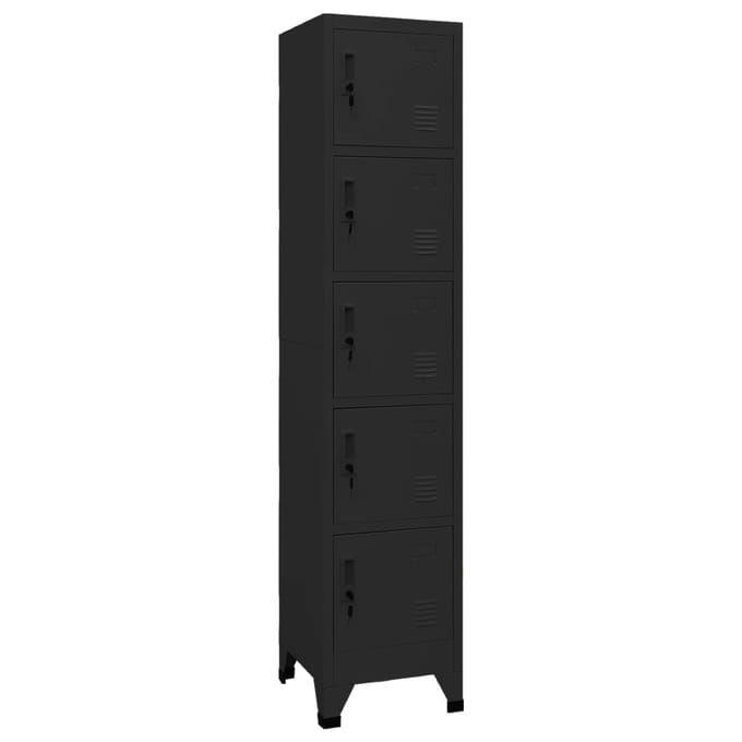 vidaXL - Lockerkast - 38x40x180 - cm - staal - zwart