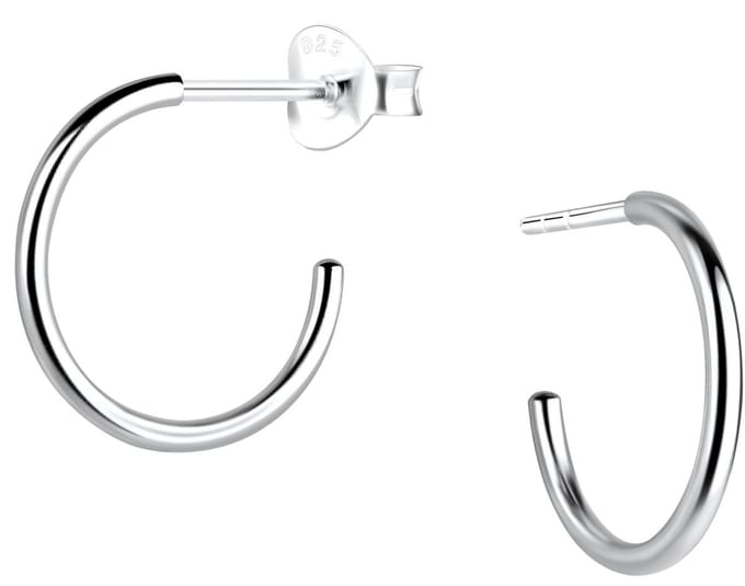 Joy|S - Zilveren oorringen stud - 17 mm basic - vlinder sluiting