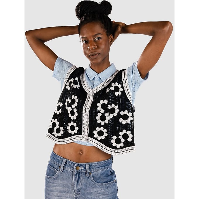 Blue Tomato Crochet Vest Trui zwart