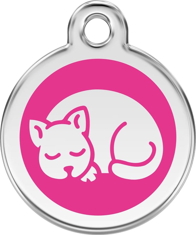 Red Dingo Kattenpenning 20 mm slapende kat hard roze