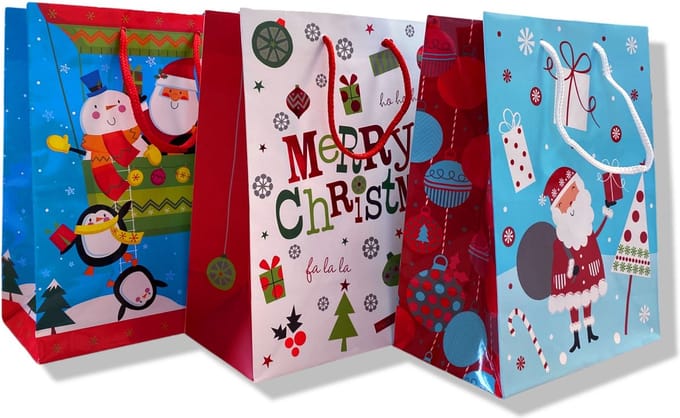 Hoomark 3 Kerst Cadeautasjes - A5 formaat - Kerstman