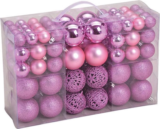 Kerstballen set Rosé 100st.