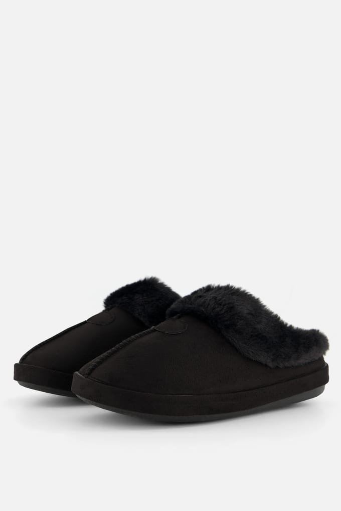 Ziengs Pantoffels zwart Textiel