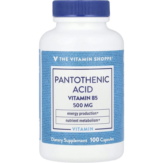 The Vitamin Shoppe, acide pantothénique, vitamine B5, 500mg, 100 capsules
