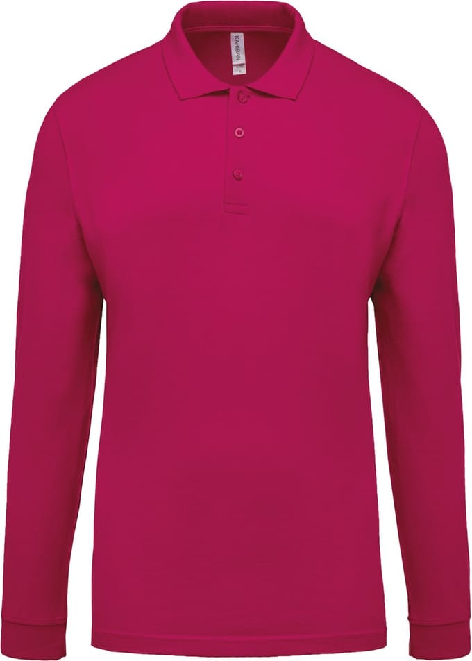 Kariban Piqué-herenpolo lange mouwen K256 - Fuchsia - M