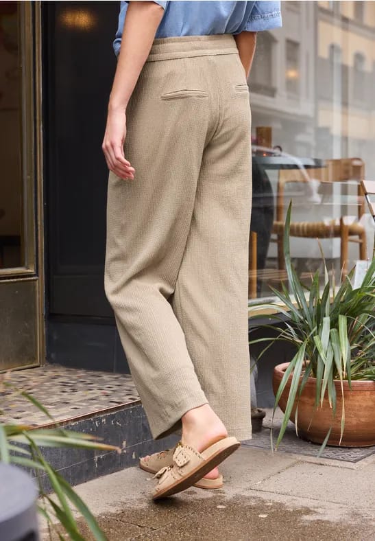 Wide Legs broek in crinkle crashstructuur