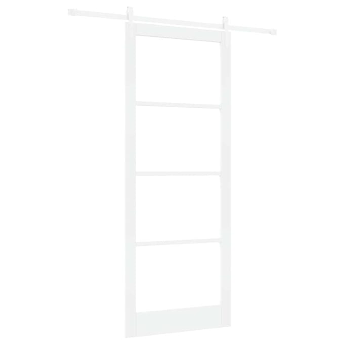 vidaXL - Schuifdeur - 93 - x - 232 - cm - Massief - grenenhout - en - glas - Wit