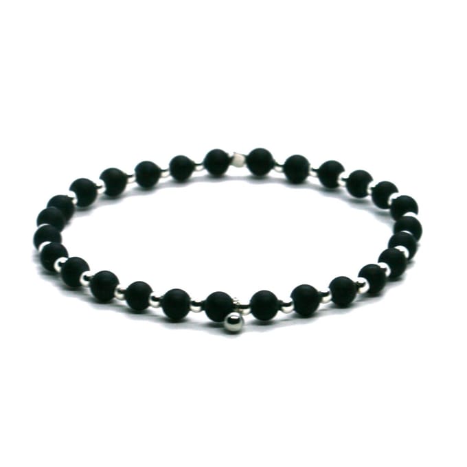 Heaven Eleven - dames - armband - sterling - zilver - 925 - ZWART - 4mm