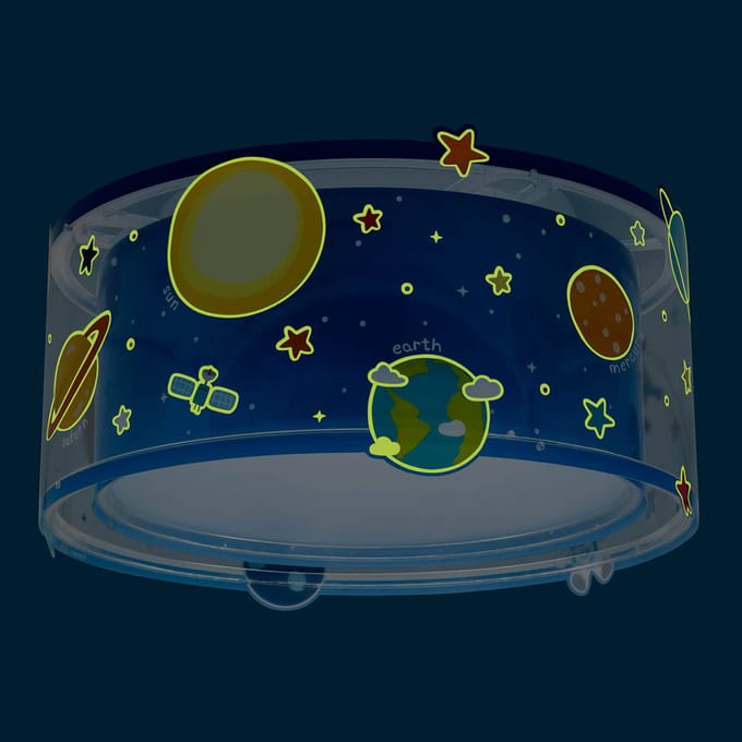 Dalber plafondlamp PLANETS, kleurrijk, ruimtemotief
