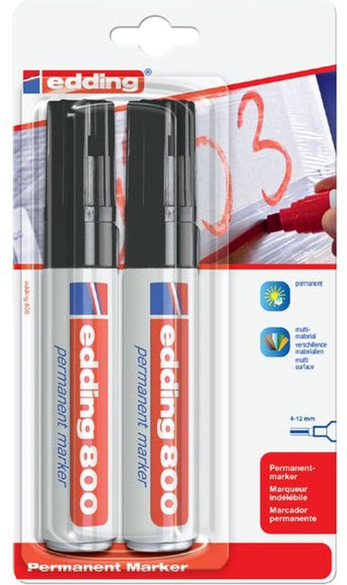 Viltstift edding 800 schuin 4-12mm zwart | 6 stuks