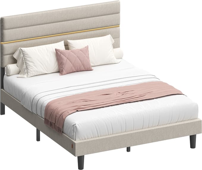 VASAGLE - Bed - Verstelbaar Gestoffeerd Hoofdbord - Modern Design