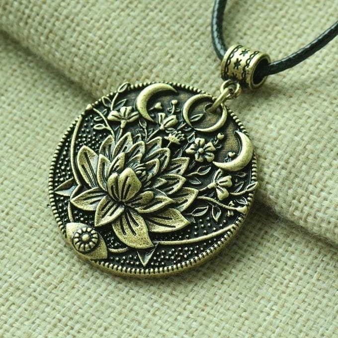 Mandala Bloem Ketting Lotus Meditatie Yoga Sieraden gray