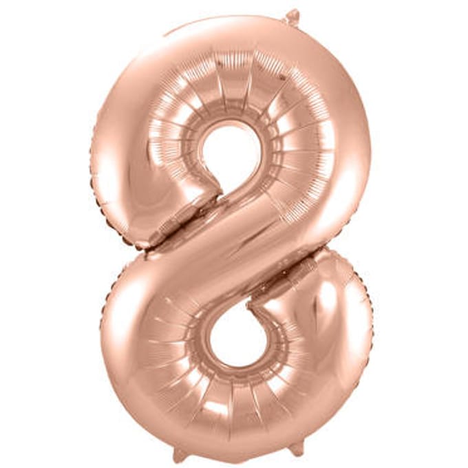 Rosé Goudkleurige Cijferballon cijfer 8 - 86cm