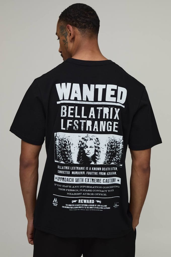 Oversized Harry Potter Wanted Licentie Print T-shirt | Black | Size XS