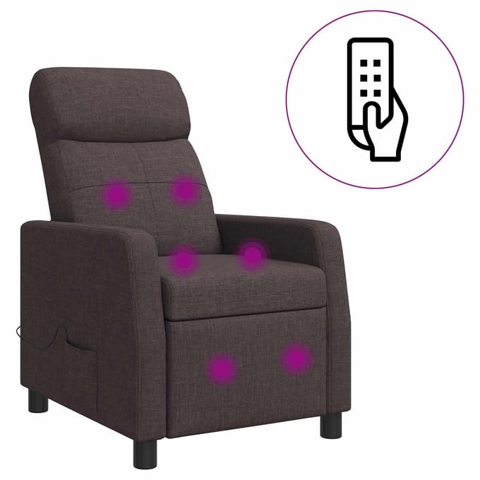 vidaXL - Massage - Relaxstoel - Donkerbruin - Stof